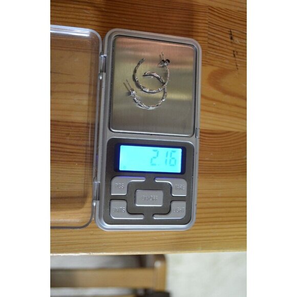 Sterling Silver Small Hoop Earrings 3/4" Diameter 925 NV Stud Back Pre-Owned - Picture 5 of 9